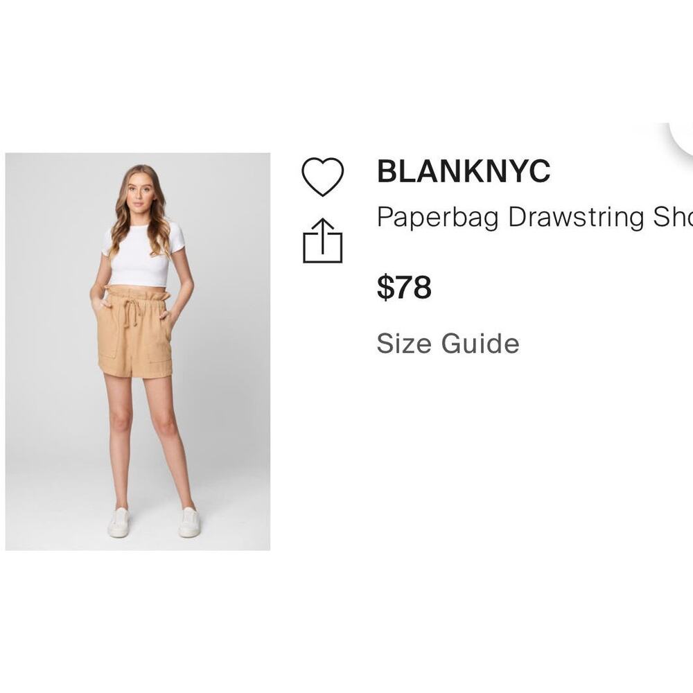 NWT! Blank NYC Paperbag Drawstring Tan Shorts - Size M - Picture 5 of 9